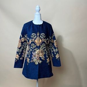 Susan Graver Artisan Tapestry Beaded floral Jacket Size 2